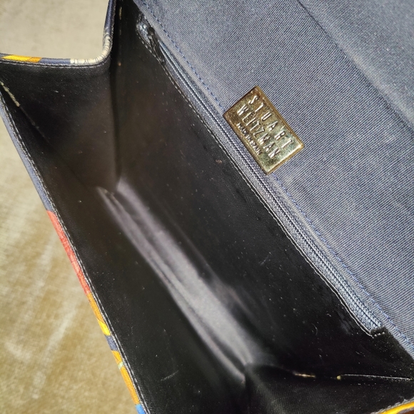 Stuart Weitzman Baroque Print Bag / clutch with braided Metal Chain Strap - Picture 8 of 12